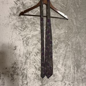 Giorgio Armani Cravatte Mens Silk Neck Tie Italy Abstract Gray Purple Blue Gold